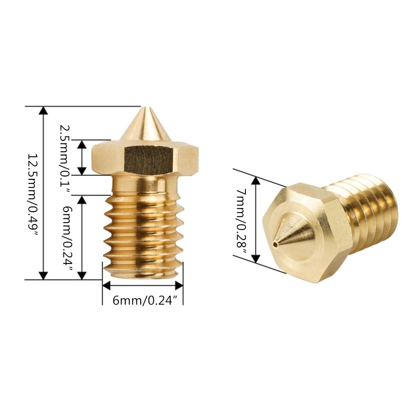 Vòi Phun Máy In 3D 1.75mm Sợi Đồng E3DV6 Clone-Ct Dòng Chảy Cao 0.4mm