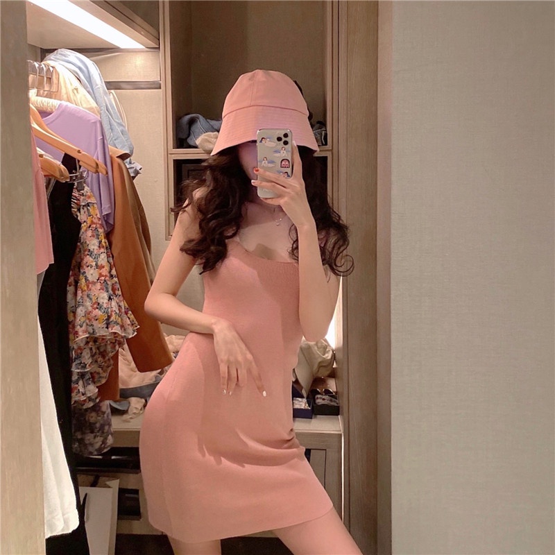 Đầm Hai Dây Dáng Ôm Phong Cách Hàn Quốc Quyến Rũ Dành Cho Nữ