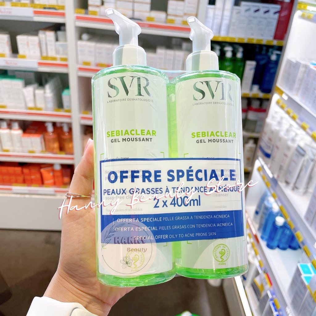 Sữa rửa mặt SVR 400ml Hanny Beauty SVR Sebiaclear Gel dành cho da dầu da nhạy cảm và da mụn | BigBuy360 - bigbuy360.vn
