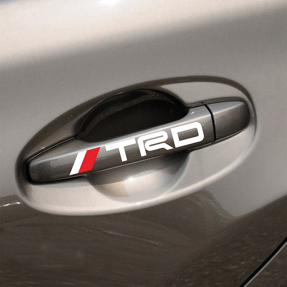 Bộ 4 miếng dán họa tiết chữ logo TRD trang trí tay nắm cửa xe hơi