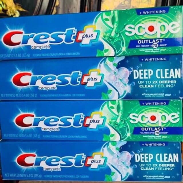Kem Đánh Răng Crest Complete Extra Whitening+ Scope Advanced Freshness Mỹ 232g