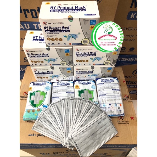 ( COMBO 5 HỘP ) KHẨU TRANG Y TẾ 4 LỚP CAO CẤP NHƯ Ý ( MÀU XÁM - HỘP 50 CÁI )