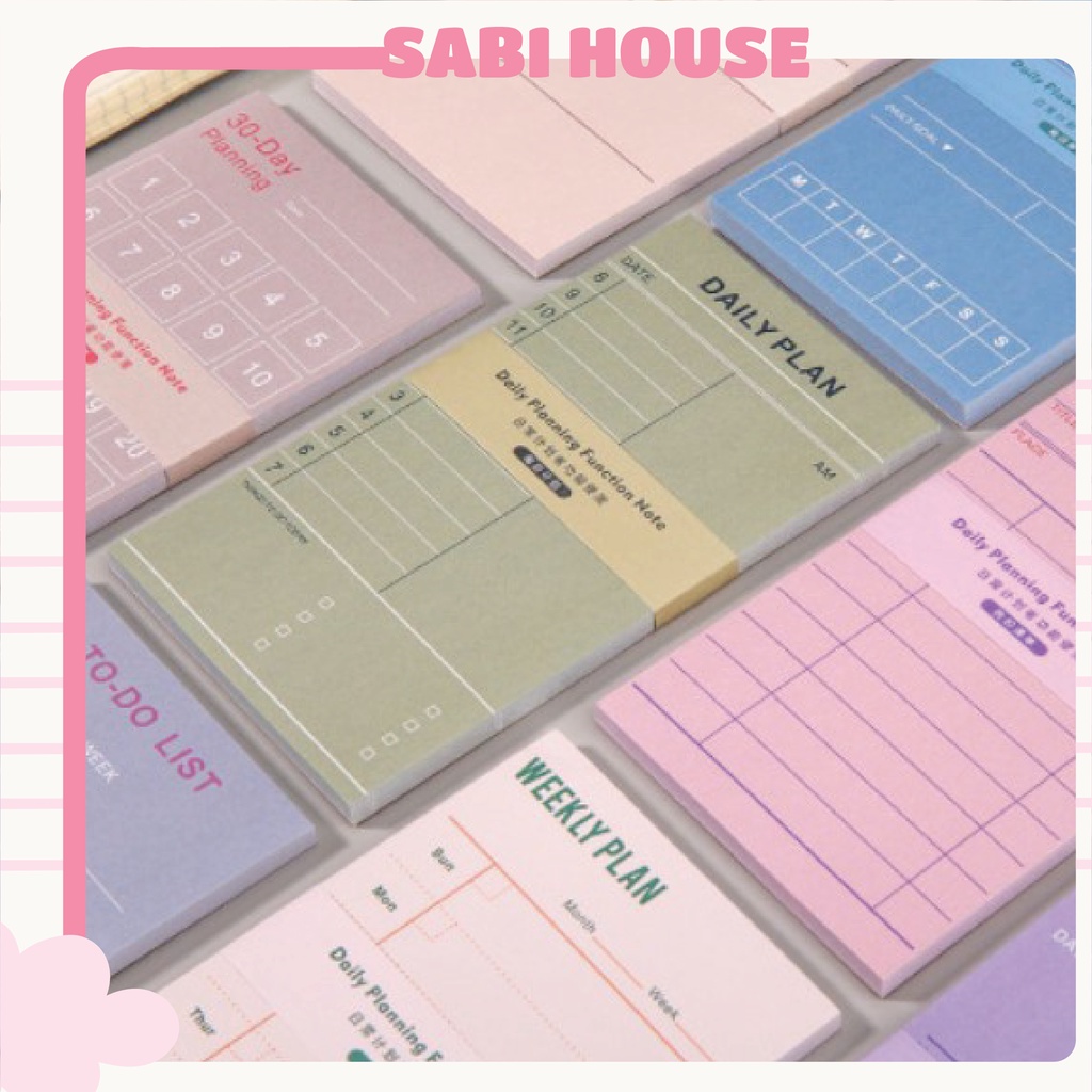 Túi giấy note ghi chú planner hàng ngày, tuần, tháng 50 tờ - Daily planner