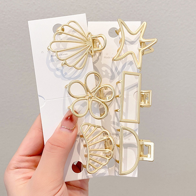 Kẹp Tóc Kim Loại Màu Vàng Đơn Giản Thời Trang Hàn Quốc Cho Nữ