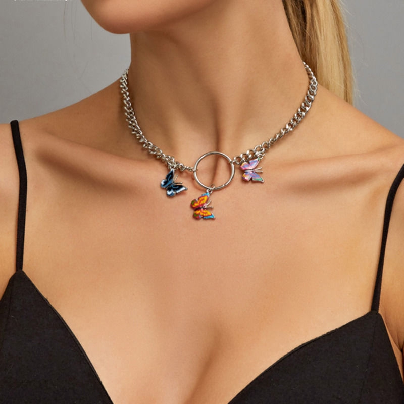 Dây Chuyền Hình Bướm Nhiều Màu Sắc Xinh Xắn Cho Nữ