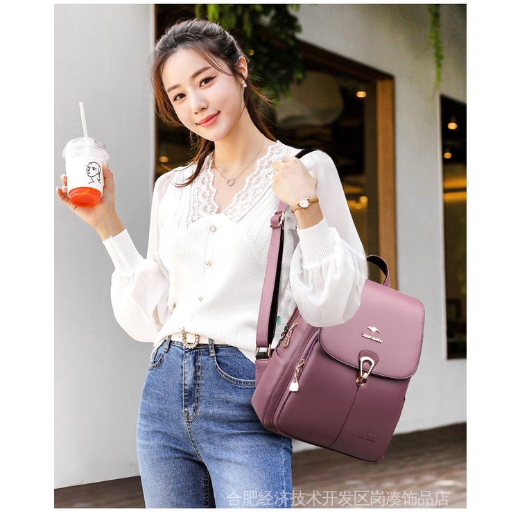 Ba Lô Da Mềm Cỡ Lớn Chống Trộm Thiết Kế Đơn Giản Thời Trang Cho Nữ