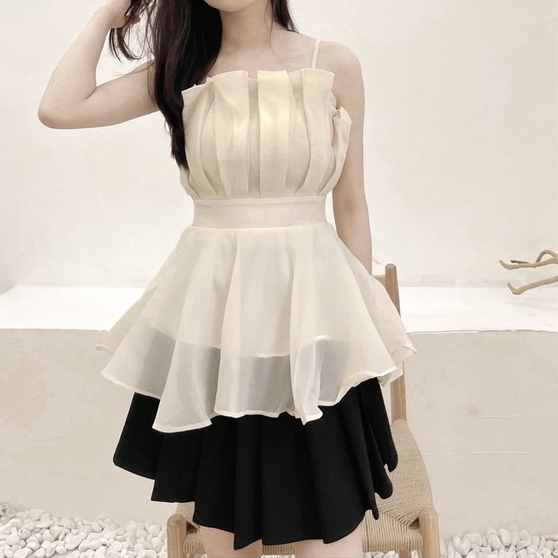 Áo tơ 2 dây peplum M111