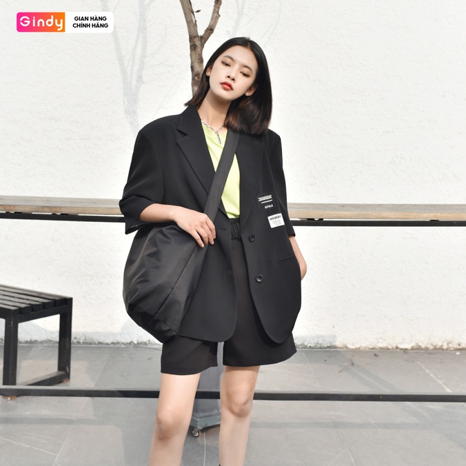 Áo khoác blazer nữ vest thời trang 2 lớp form rộng tay lửng GINDY không đệm vai thời trang xuân hè A027 | BigBuy360 - bigbuy360.vn