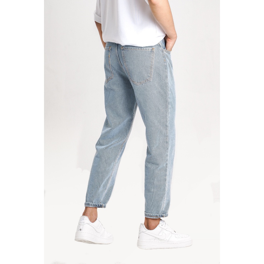 Quần Jean baggy Nam, nữ, quan bò jeans xanh trơn, ống suông, đứng, style Hàn Quốc phom rộng TR01