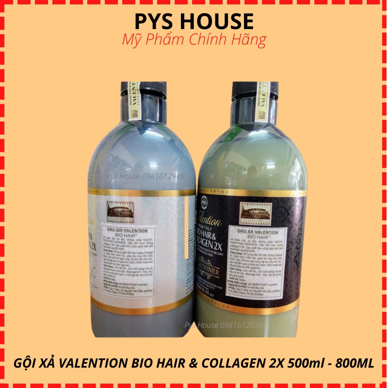 Dầu Gội Xả Valention Bio Hair & Collagen Hương Nước Hoa Phục Hồi Dưỡng Tóc Suôn Mượt 500ml-  800ml HÀNG CHÍNH HÃNG