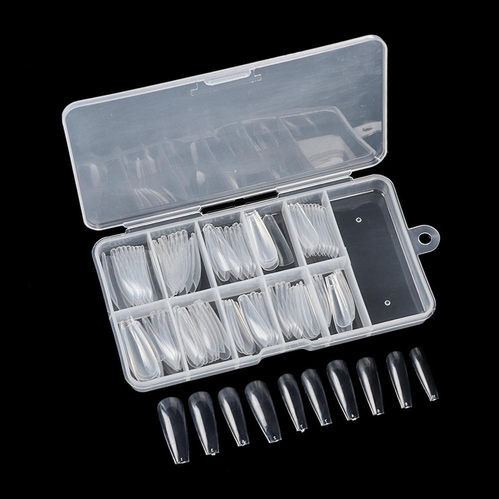 NIUYOU Hộp 100 Móng Tay Giả Trong Suốt / Trắng / Tự Nhiên Ốp
