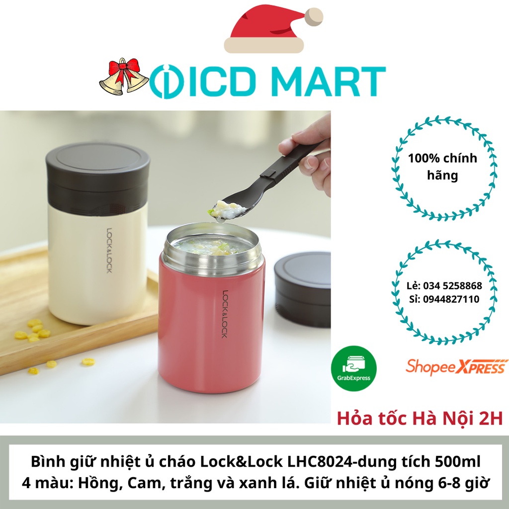 Bình ủ cháo giữ nhiệt, đựng cơm mùa đông Lock&amp;Lock LHC8024 (500ml) giữ nhiệt 8-10 h