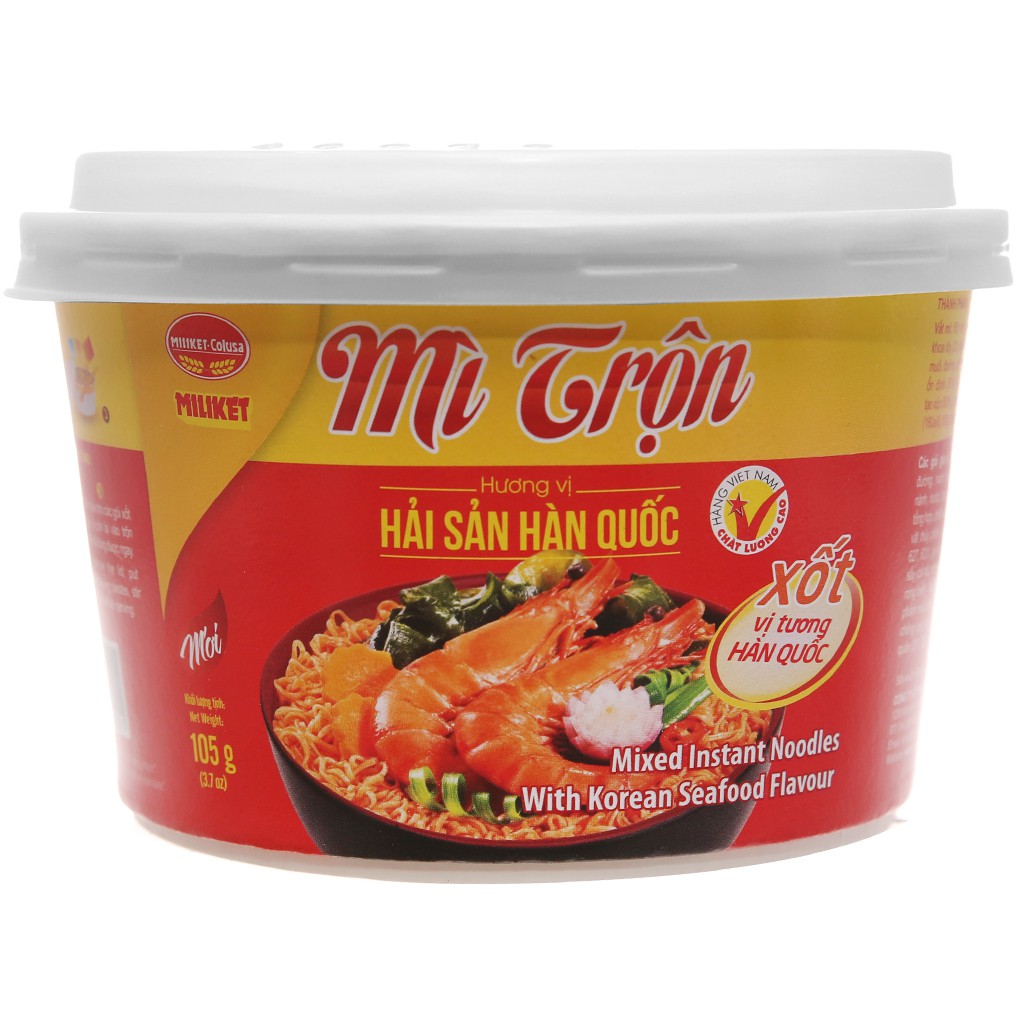 4 TÔ Mì trộn Miliket hương vị hải sản Hàn Quốc tô 105g