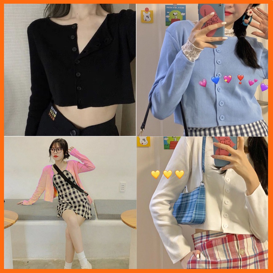 Áo Croptop Nữ Tay Dài dáng ôm body khóa cúc , Croptop Nữ tay dài, áo croptop nữ trẻ trung năng động