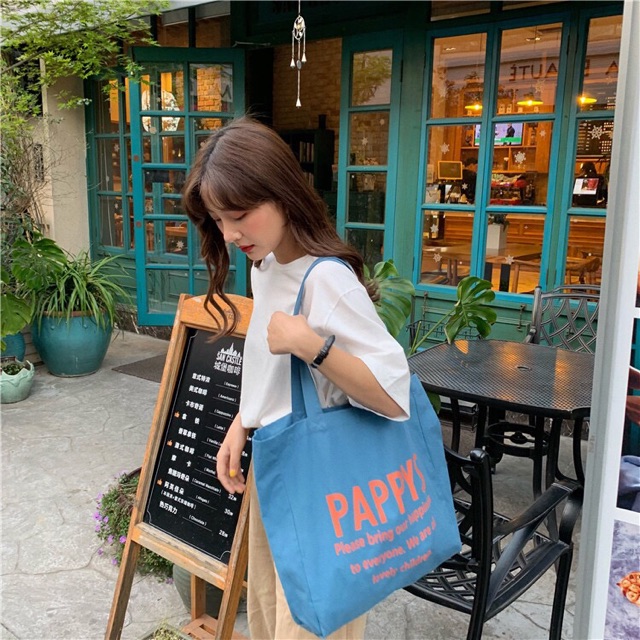 TÚI TOTE VẢI HÀN QUỐC TÚI VẢI TOTE XANH PAPPYS