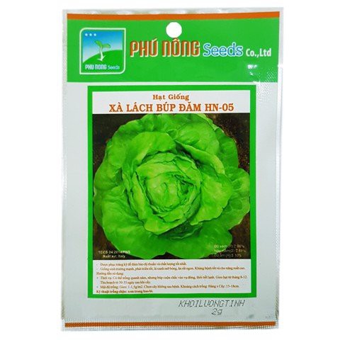 Hạt giống Xà lách búp thảo nguyên No5 HN-05 Phú Nông - Gói 2 gram
