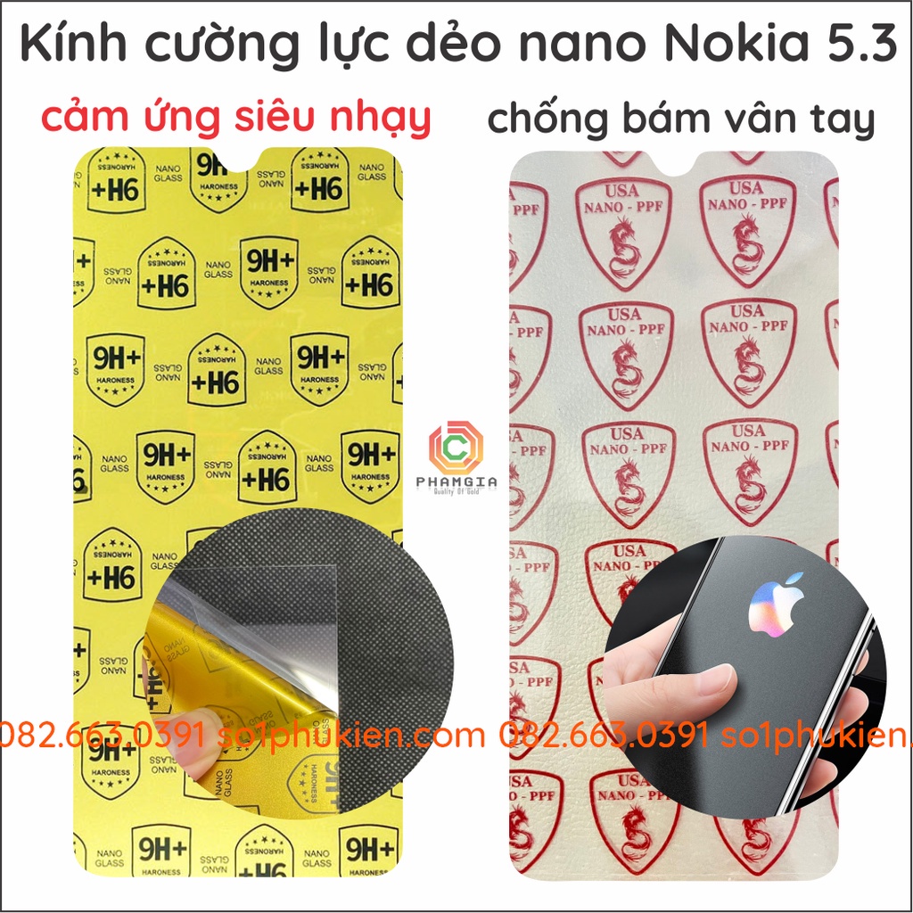 Dán cường lực Nokia 5.3 nano dẻo siêu bền siêu đẹp