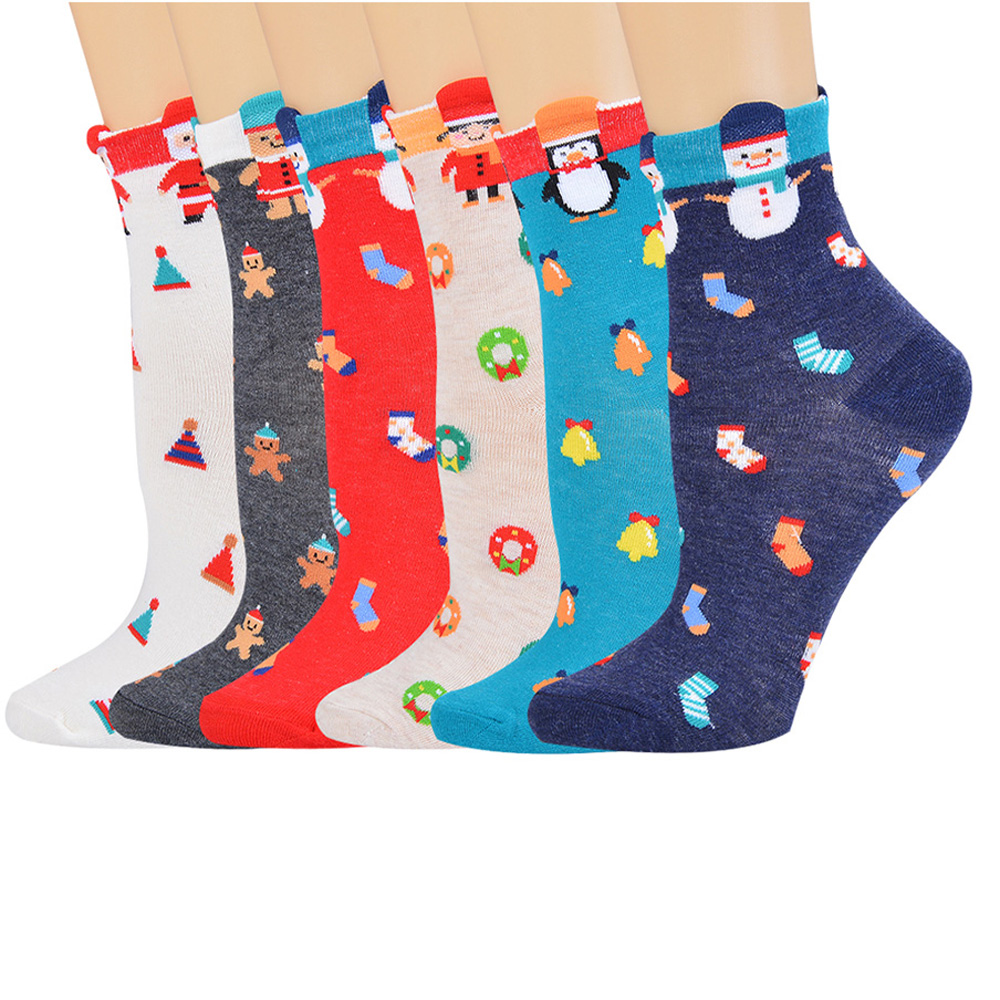 BACK2LIFE New Cotton Socks Autumn Christmas Tree Christmas Socks Gift New Year Snow Winter Elk Women&Men Santa Claus beige/blue/navy blue