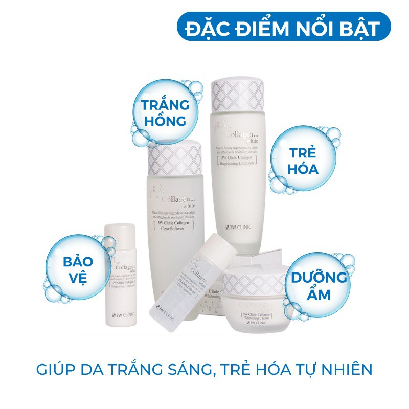 Bộ trắng da - Bộ dưỡng da chiết xuất từ Collagen 3W Clinic Hàn Quốc Đủ Set [Cam Kết Hàng Chính Hãng Hàn Quốc]