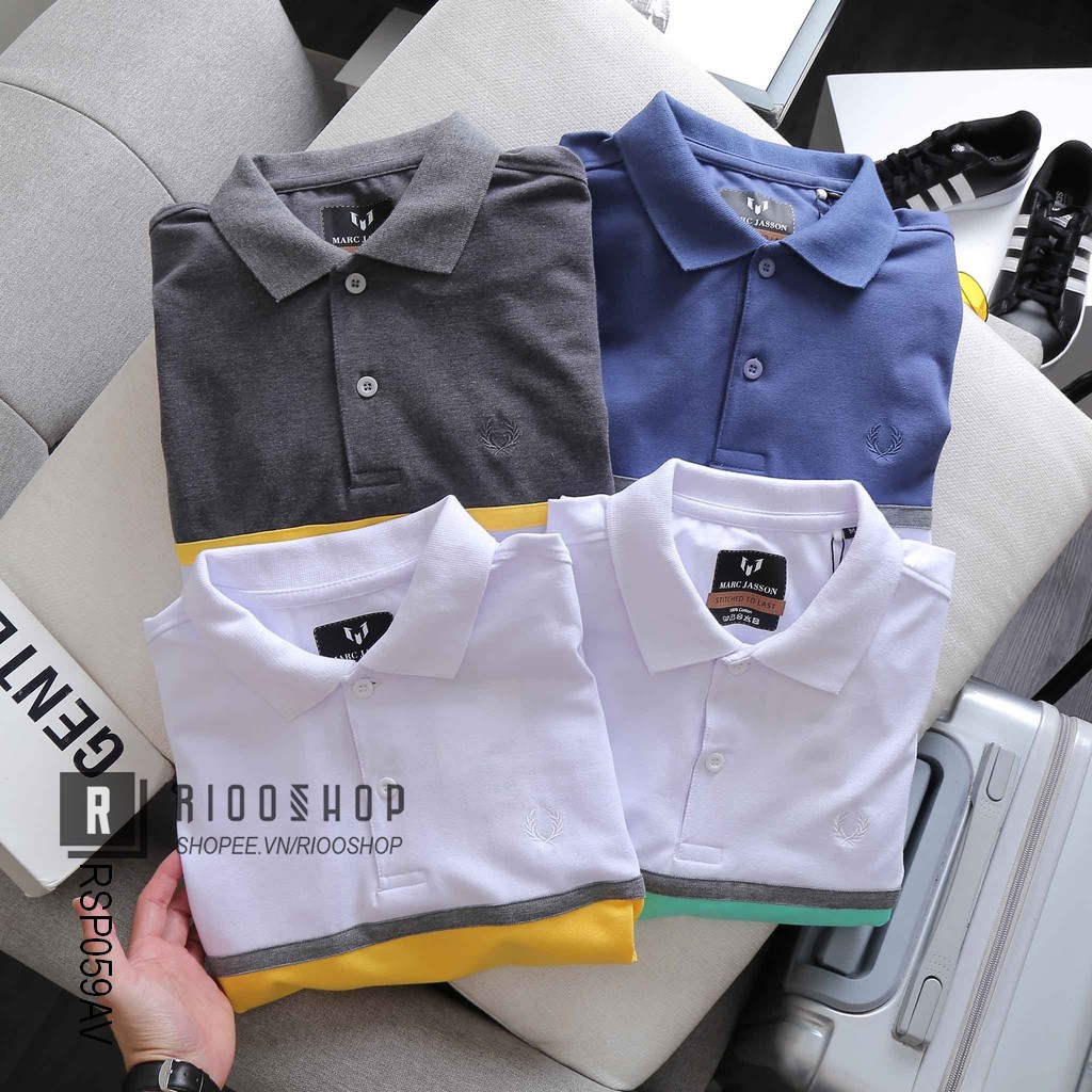 Áo polo nam có cố phối 2 màu form rộng cực đẹp Marc Jasson RSP059AV - áo thun nam ngắn tay Riooshop | BigBuy360 - bigbuy360.vn