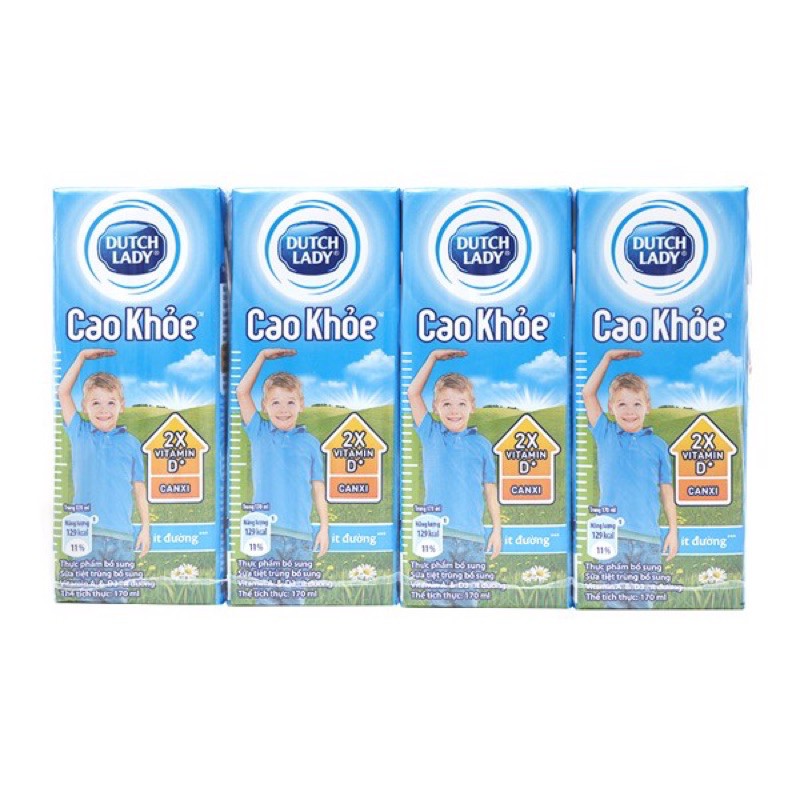 Sữa Tươi Dutch Lady Cao Khoẻ - 4 hộp x 180ml