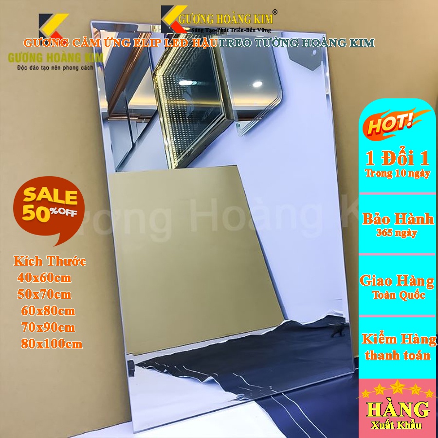 Gương phòng tắm dán tường chữ nhật trang điểm treo tường đẹp kích thước 60x80 - guonghoangkim mirror