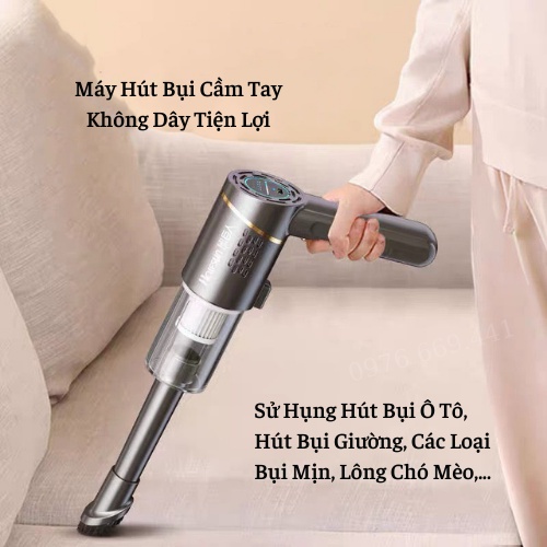 Máy Hút Bụi Mini Máy Hút Bụi Cầm Tay Không Dây Hut Bui Ô Tô Sạch Bui Mịn Lông Chó Mèo Và Ga Gối ASAKI OFFICIAL