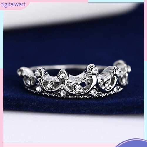Nhẫn mạ bạc hình vương miện đính đá xinh xắn