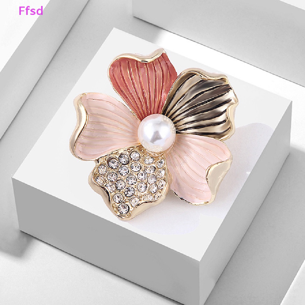 {Ffsd} Ghim Cài Áo Hình Hoa Đính Đá Pha Lê / Ngọc Trai Thời Trang Chống Lộ Hàng Dành Cho Bạn Nữ * Giảm Giá
