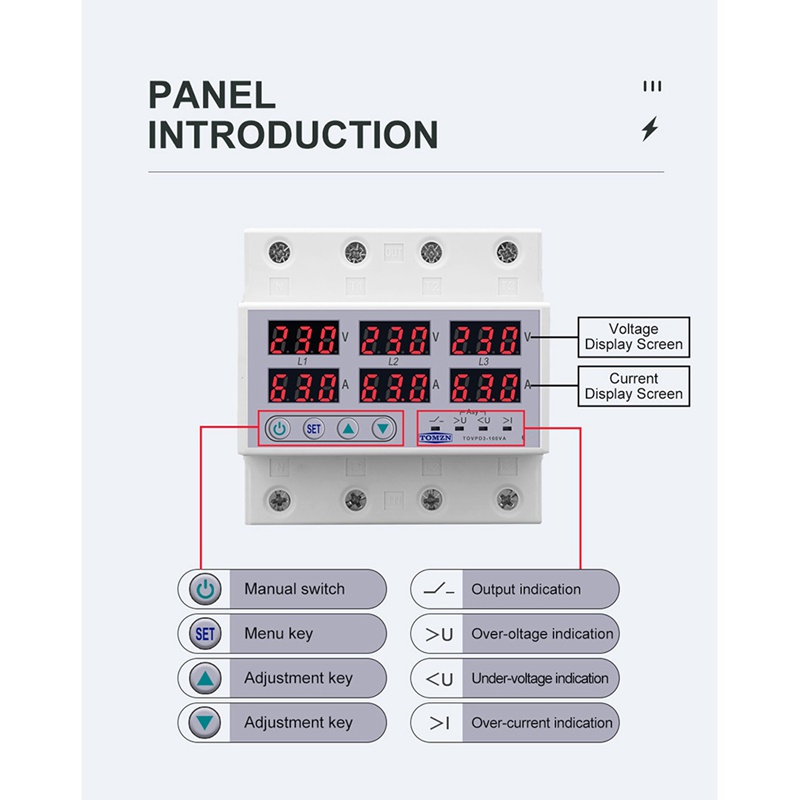 Rơ Le Điện Áp Din Rail 3 Pha 380V 100A