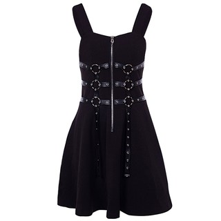Đầm đen khóa kéo phong cách Gothic