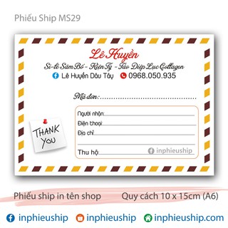 Phiếu giao hàng G29 (Đặt trước 1 ngày)