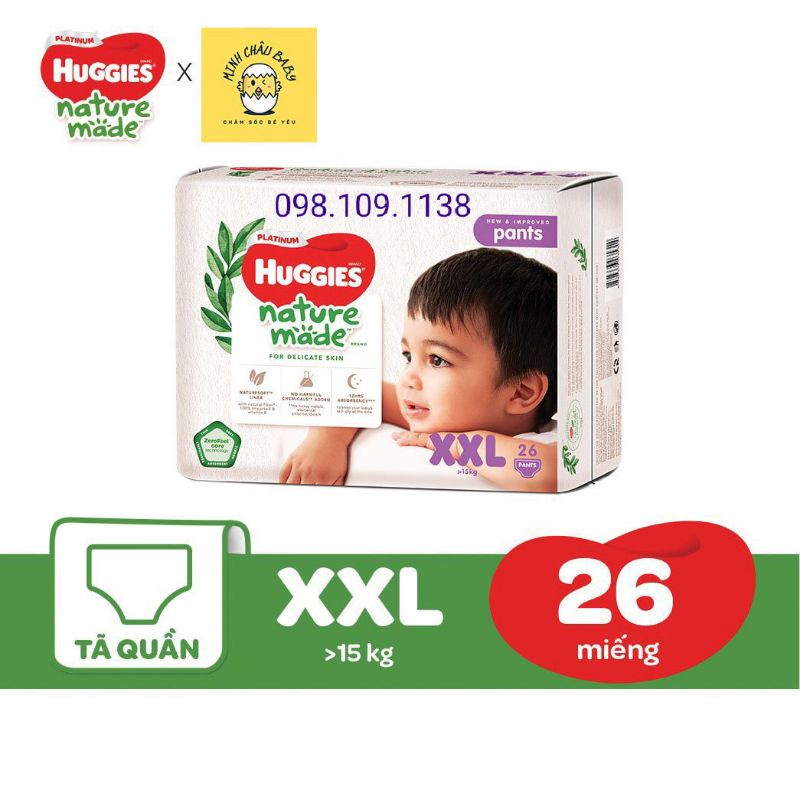 Tã/bỉm HUGGIES PLATINUM NATURE MADE size NB60/S82/M64/L54/Xl44/(dán), M58/L44/XL38/XXL26