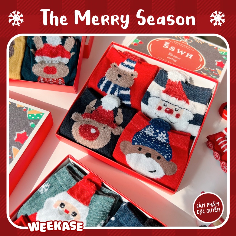 [Độc đáo] Nhiều box tất quà tặng Weekase Merry Season dễ thương bền đẹp giá hợp lý