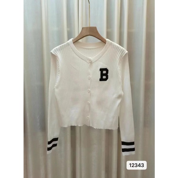 Áo khoác cardigan NZN dệt kim mỏng tay dài in họa tiết chữ cái màu sắc tương phản thời trang thu đông dành cho nữ