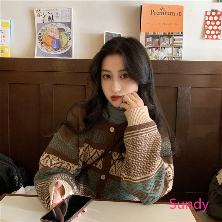 Áo khoác cardigan dệt kim tay dài thời trang thu đông cho phái nữ