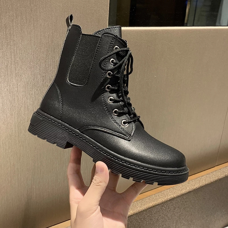 Boot Nữ Cao Cổ Đế Răng Cưa Phong Cách Hàn Quốc (Da Bóng và Da Lì) | BigBuy360 - bigbuy360.vn