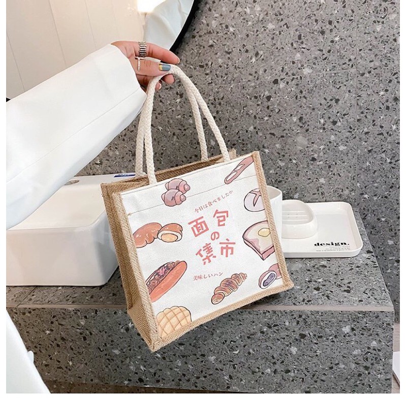 Túi Cói In Hình Phong Cách Vintage | BigBuy360 - bigbuy360.vn