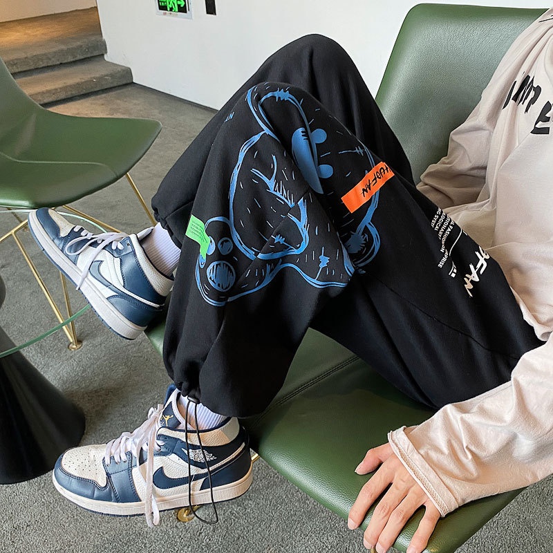 Quần Jogger Thể Thao Dây Rút Eo Co Giãn In Hình Hoạt Hình size M-8XL Cho Nam