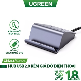 [Mã ELMALL10 giảm 10% đơn 500K] Giá đỡ điện thoại kèm Hub USB 2.0 2 cổng hỗ trợ OTG, Bluetooth 4.0 UGREEN CM214 50924