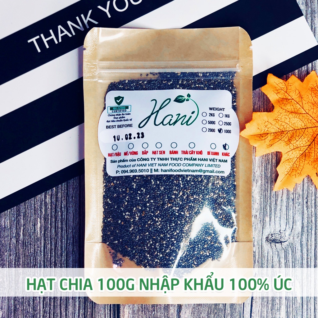 [Quà] 100g Hạt Chia Nhập Khẩu Úc Hữu Cơ Absolute Organic Giảm Cân Mới Nhất Chuẩn chất lượng HANI Food