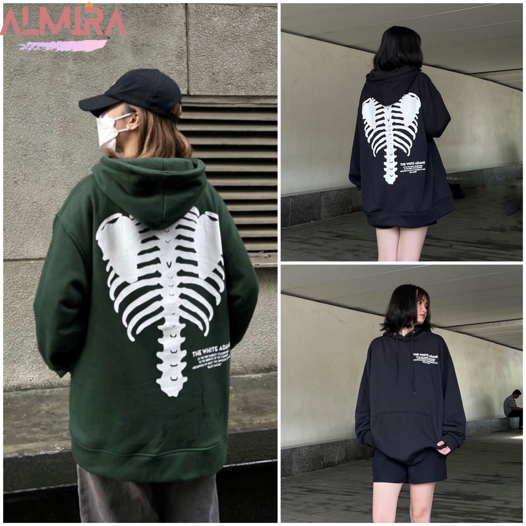 Áo Hoodie Khung Xương Form Rộng Tay phồng Nhiều Màu, Áo Nỉ Có Mũ Túi Bụng Phong Cách Hàn Quốc