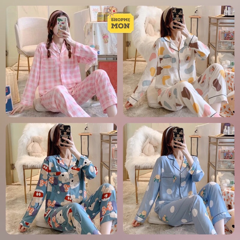 Pijama Mặc Nhà Vải Lanh Tay Dài Hàng Quảng Châu Mặc Sau Sinh | BigBuy360 - bigbuy360.vn
