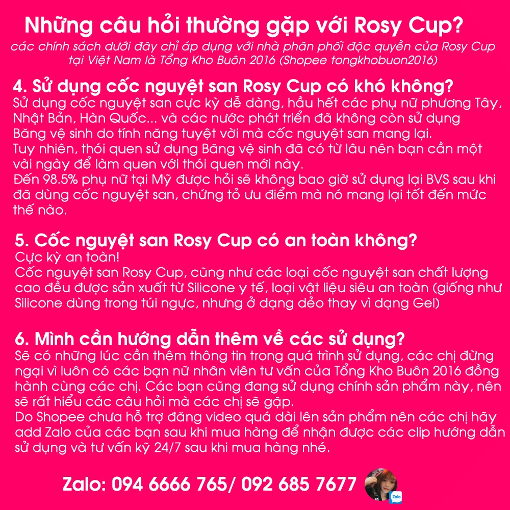 Cốc nguyệt san Rosy Cup chính hãng (Freeship 99k)