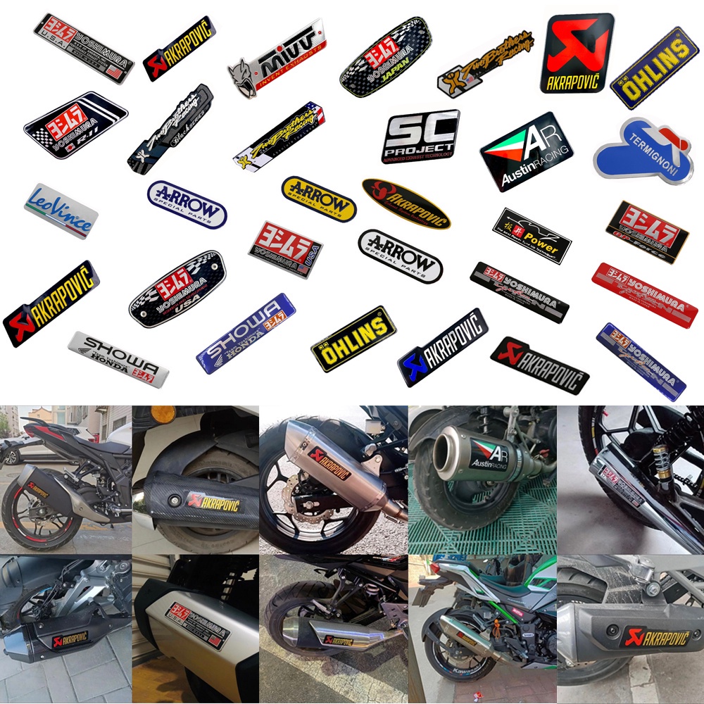 Yoshimura Nhét Decal Chịu Nhiệt 3D Nhôm Akrapovic Hiệu Cho Ống Xả Xe Máy Miếng Dán Đề Can