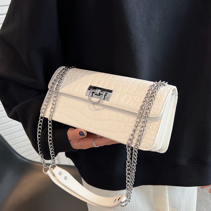 Túi Đeo Chéo Dáng Vuông Nhỏ Vân Da Cá Sấu Thời Trang Cao Cấp Cho Nữ