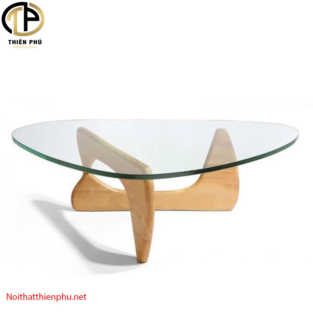 Bàn trà Noguchi Gỗ Sồi Màu Tự Nhiên Kết Hợp Kính Cường Lực Hàng Chất Giá Xưởng