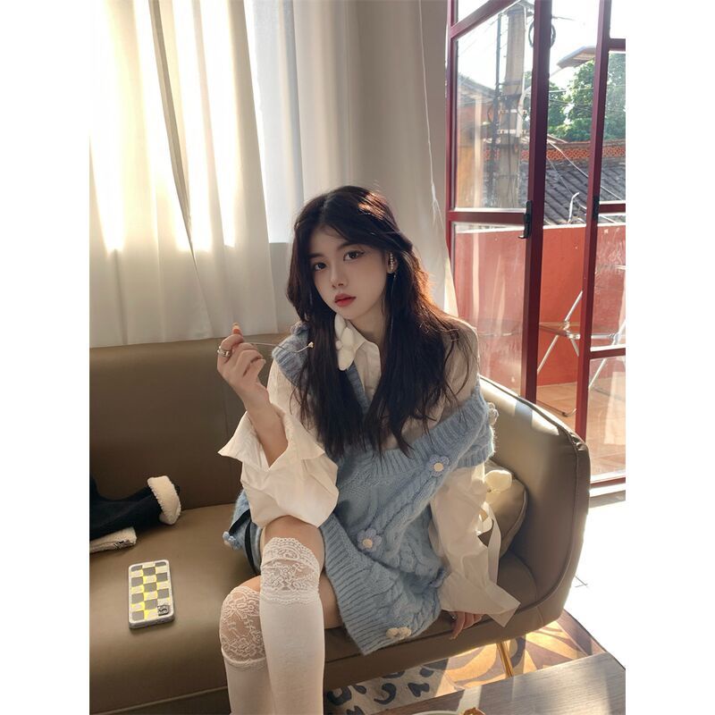 Áo Khoác Len Không Tay Họa Tiết Hoa Xinh Xắn Thời Trang Dành Cho Nữ