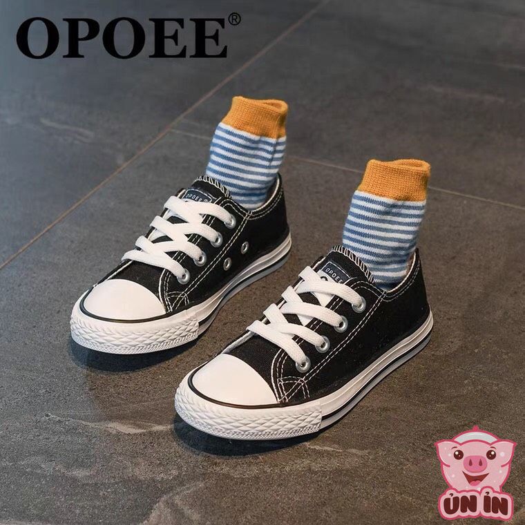 Giày cho bé trai bé gái - Giày thể thao cổ thấp CV có dây buộc phong cách Hàn Quốc đáng yêu đế cao su mềm cho bé FL15