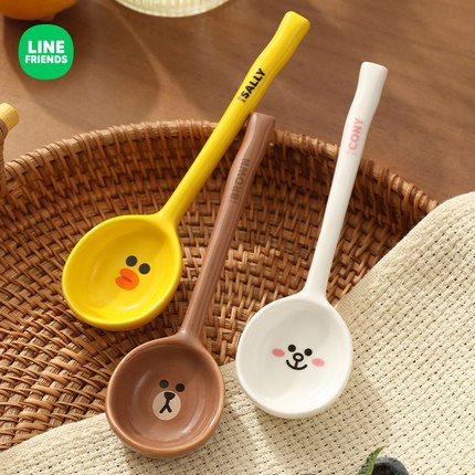 LINE FRIENDS Thìa Muỗng sứ kiểu Nhật Bản muỗng canh tay cầm dài